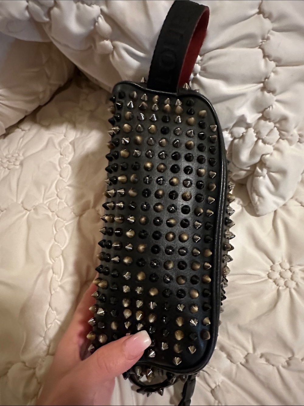 Black Studded Louboutin make up pouch - Picture 4 of 8